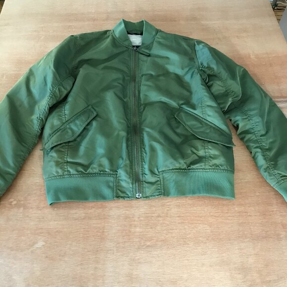 Everlane Puffer Bomber Jacket Men S Green Full Zip Snap Button Pocket Outdoor - Picture 1 of 12